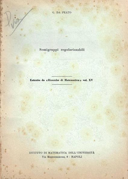 Semigruppi regolarizzabili - copertina
