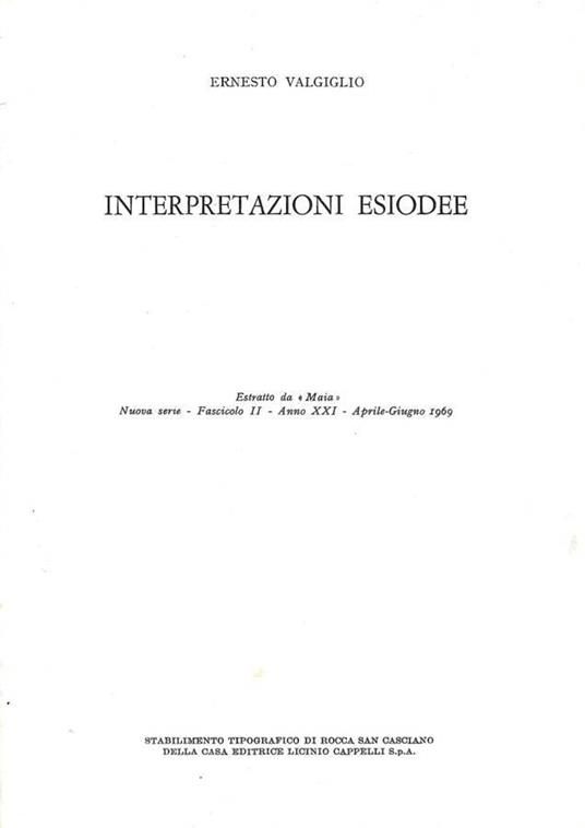 Interpretazioni esiodee - Ernesto Valgiglio - copertina