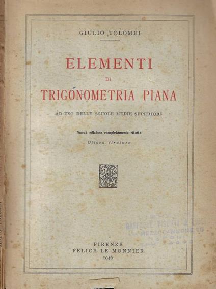Elementi di trigonometria piana - copertina