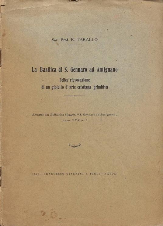 La Basilica di S. Gennaro ad Antignano. Felice rievocazione - copertina