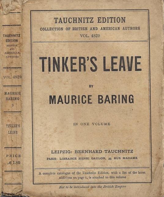 Tinker's Leave - Maurice Baring - copertina