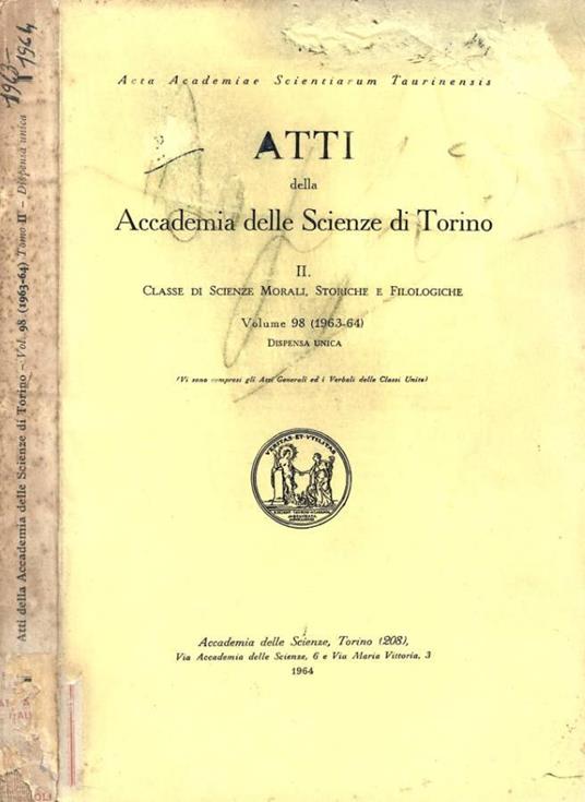 Atti della Accademia delle Scienze di Torino pubblicati dagl - copertina