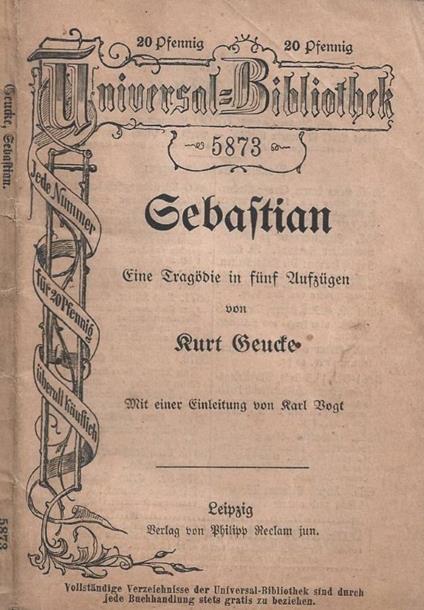 Sebastian. Eine Tragödie in fünf Aufzügen - copertina