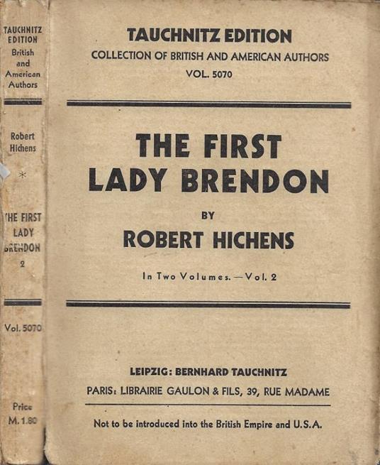 The First Lady Brendon . Vol. II - copertina