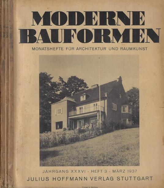 Moderne Bauformen n. 3-5-11-12 Anno 1937 - copertina