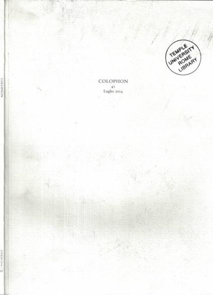 Colophon 41 Luglio 2014 - copertina