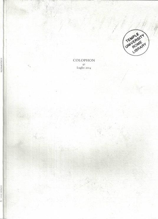 Colophon 41 Luglio 2014 - copertina