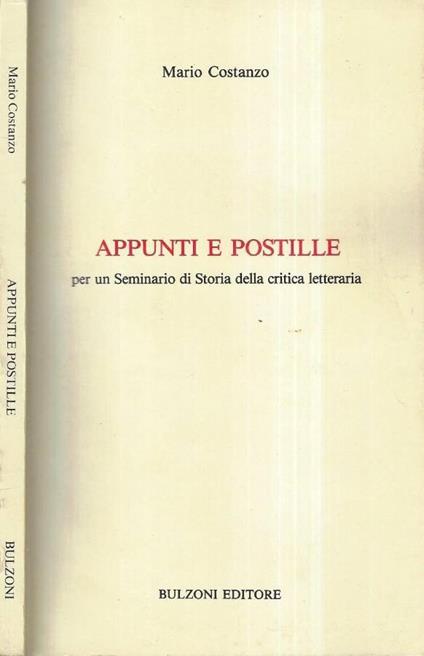 Appunti e postille - Mario Costanzo - copertina
