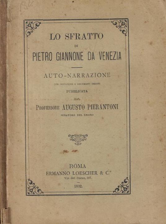 Lo sfratto di Pietro Giannone da Venezia - copertina