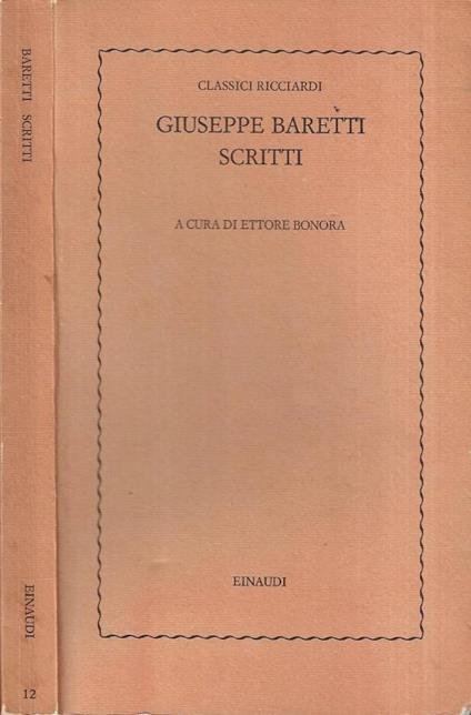 Scritti - Giuseppe Baretti - copertina