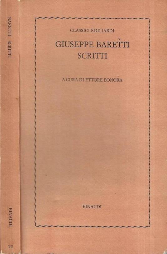 Scritti - Giuseppe Baretti - copertina