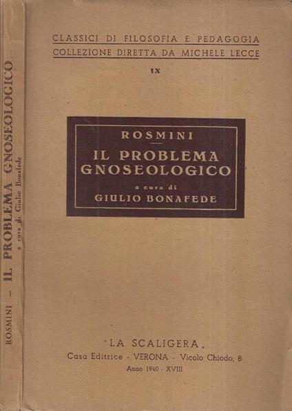 Il problema gnoseologico - copertina