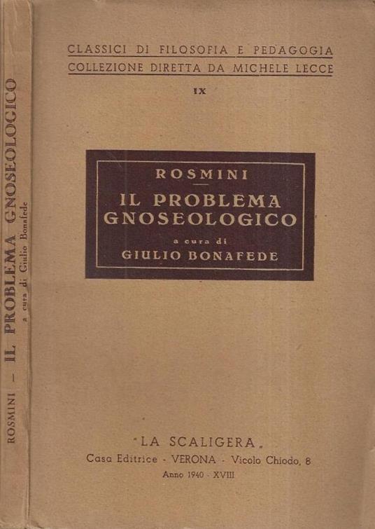 Il problema gnoseologico - copertina