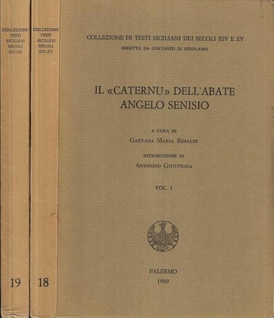 Il caternu dell' abate Angelo Senisio Vol. I - II - copertina