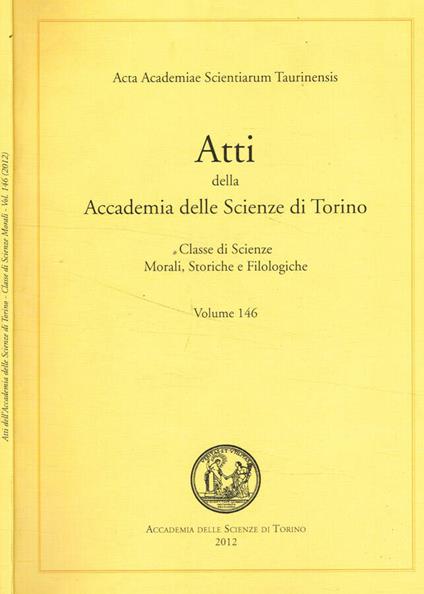 Atti della Accademia delle Scienze di Torino. Classe di scie - copertina