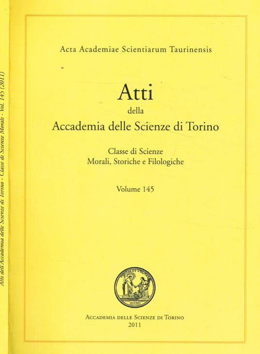 Atti della Accademia delle Scienze di Torino. Classe di scie - copertina