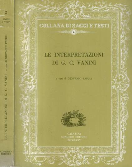 Le interpretazioni di G.C. Vanini - copertina
