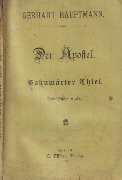 Der Apostel - Gerhart Hauptmann - copertina