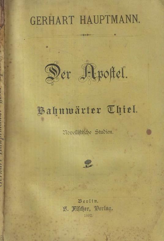 Der Apostel - Gerhart Hauptmann - copertina