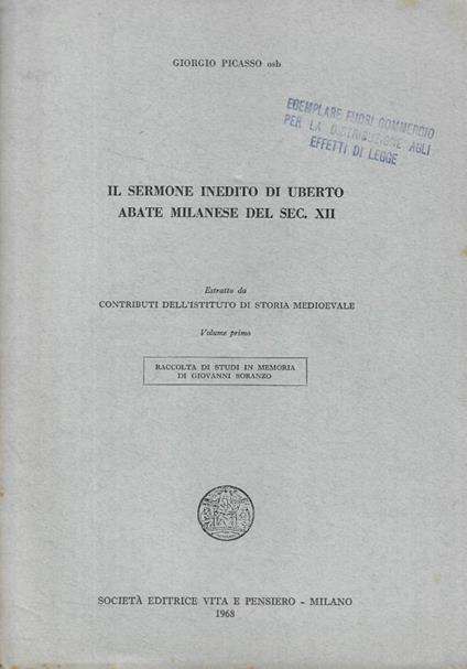 Il sermone inedito di Uberto Abate Milanese del sec. XII - copertina