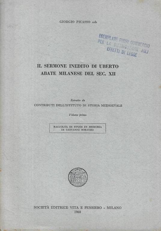 Il sermone inedito di Uberto Abate Milanese del sec. XII - copertina