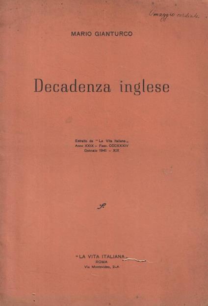 Decadenza inglese - copertina