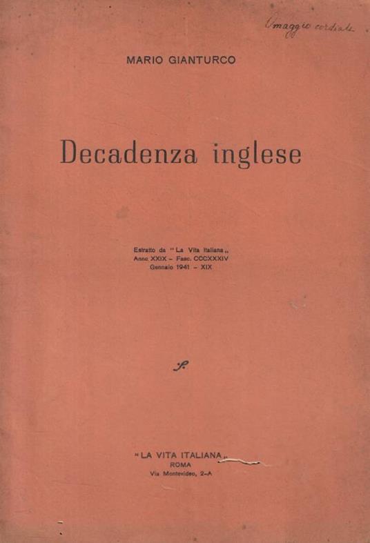 Decadenza inglese - copertina