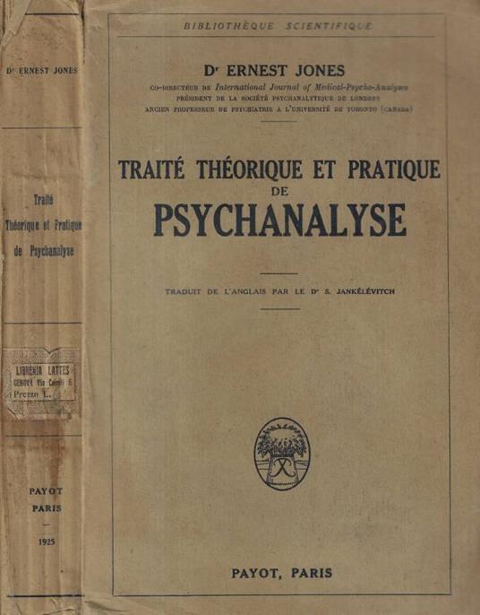 Traité théorique et pratique de Psychanalyse - copertina