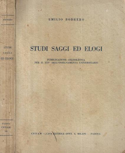 Studi Saggi ed elogi - Emilio Bodrero - copertina