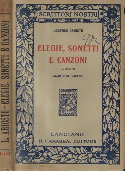 Elegie, sonetti e canzoni - copertina