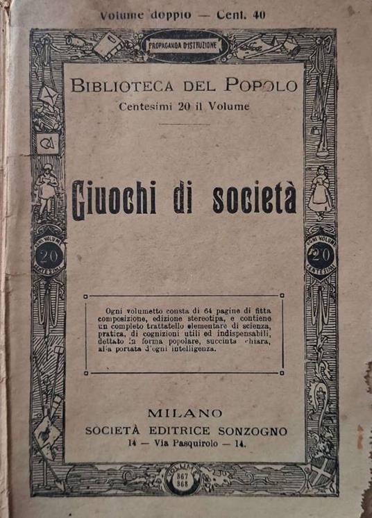 Giuochi di società - copertina