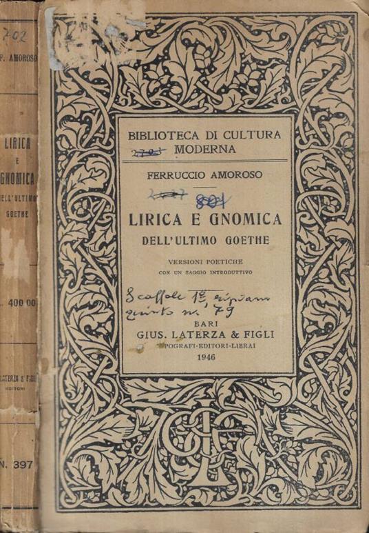 Lirica e gnomica - copertina