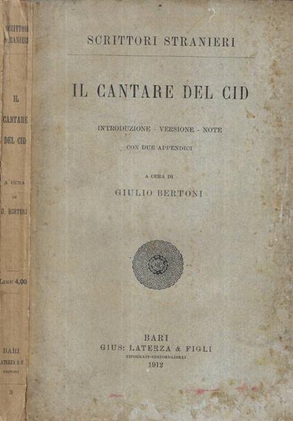 Il cantare del Cid - copertina