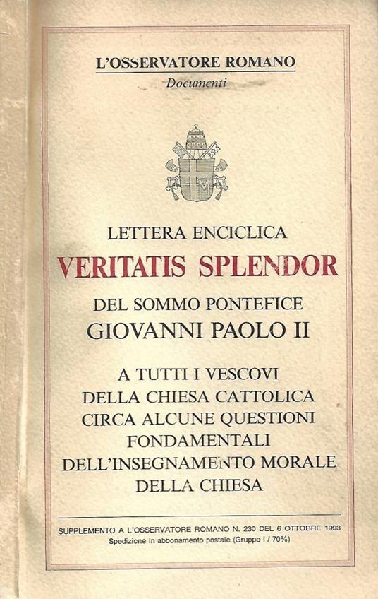 Lettera enciclica Veritatis Splendor - copertina
