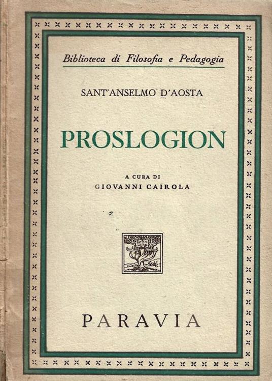 Proslogion - Anselmo d'Aosta (sant') - copertina