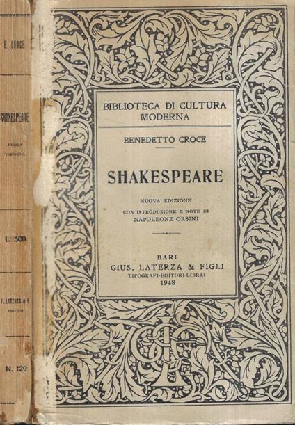 Shakespeare - Benedetto Croce - copertina