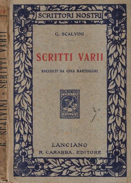 Scritti varii - G. Scalvini - copertina