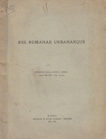 Res romanae urbanaeque - copertina