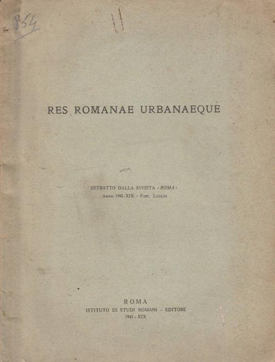 Res romanae urbanaeque - copertina