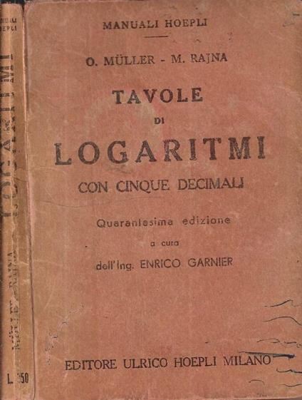 Tavole di logaritmi con cinque decimali - copertina