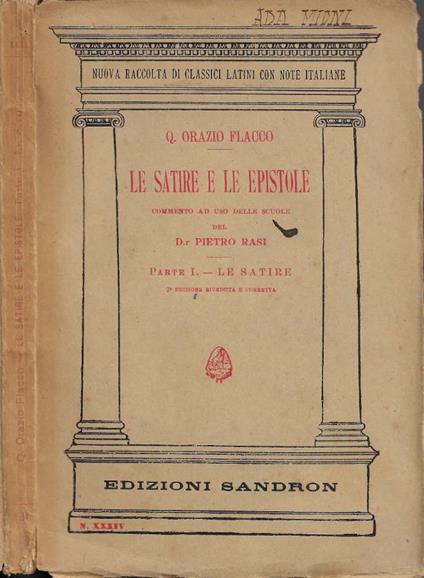 Le Satire e le Epistole . Par - copertina