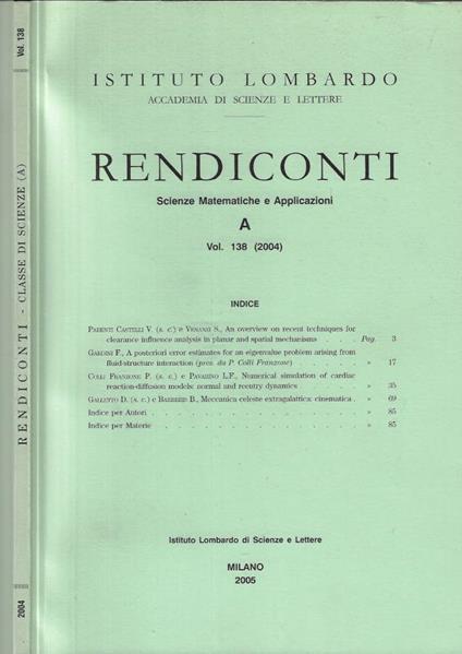 Rendiconti A- Vol. 138 - copertina