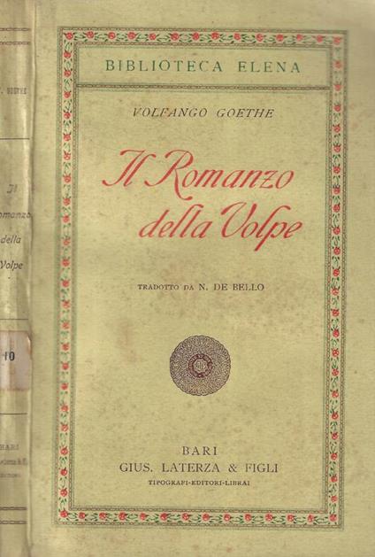 Il Romanzo della Volpe - copertina