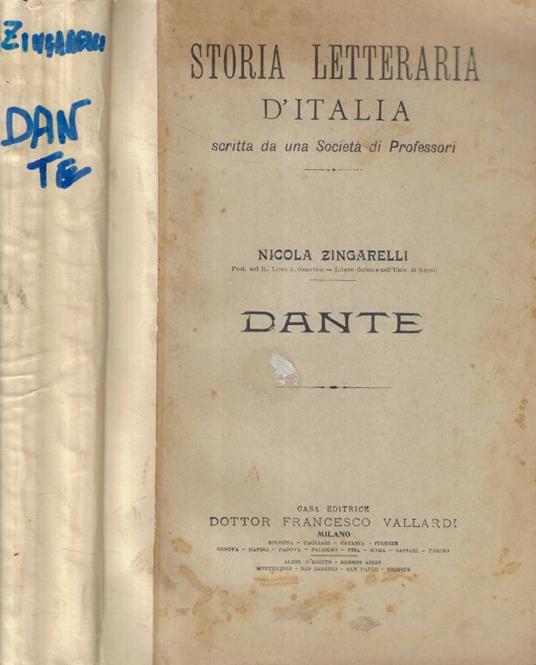 Dante - Nicola Zingarelli - copertina