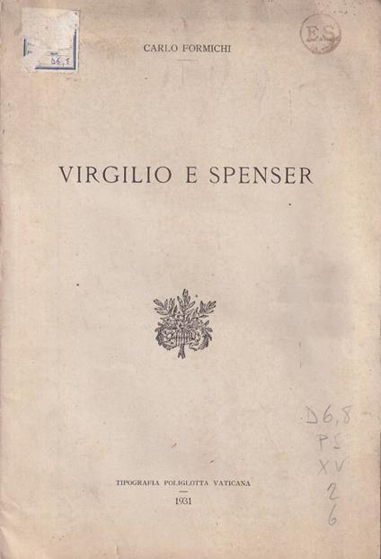 Virgilio e Spenser - Carlo Formichi - copertina