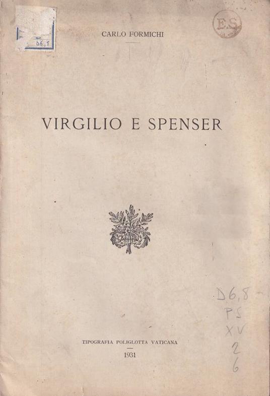Virgilio e Spenser - Carlo Formichi - copertina