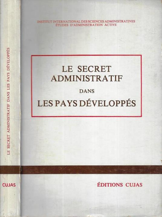 Le secret administratif dans les pays développés - copertina