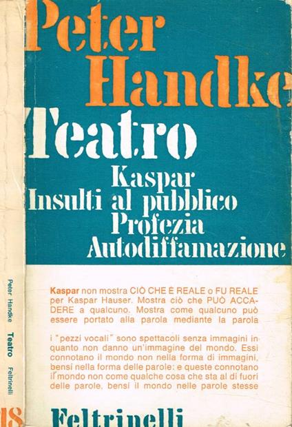 Teatro - Peter Handke - copertina