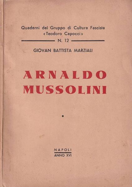 Arnaldo Mussolini - copertina