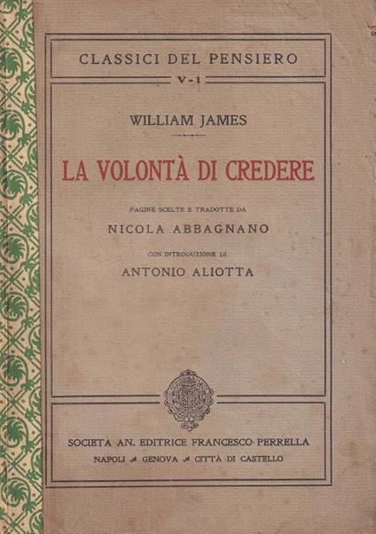 La volontà di credere - William James - copertina